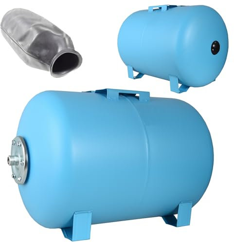 Serbatoio a Pressione 100L - per Impianti Idrici e Sistemi Autoclave - con Membrana EPDM - Vaso di Espansione - per Pompa Domestica Pompa per Pozzo - Attacco da 1 - Acciaio - Orizzontale 100 Litri