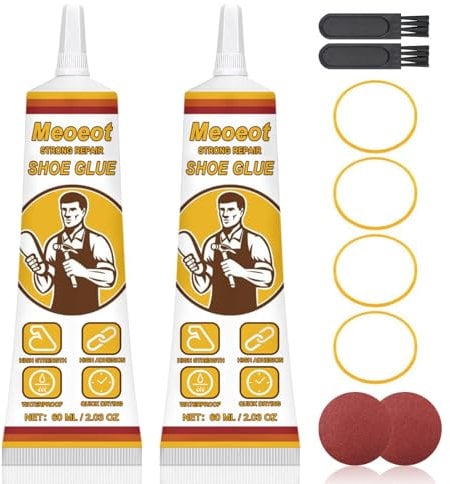 Meoeot Pegamento Zapatos, Pegamento Fuerte para Zapatos, Pegamento Reparación Suela, Pegamento para Reparar Todo Tipo de Zapatos, Impermeable y Transparente, 2 Piezas, 60ML