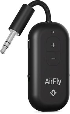 AirFly Pro 2 - Adattatore Bluetooth per aereo, coppia 2 AirPods o cuffie wireless - Trasmettitore e ricevitore Bluetooth AUX da 3,5 mm per auto, barche, tapis roulant, TV, accessori essenziali da
