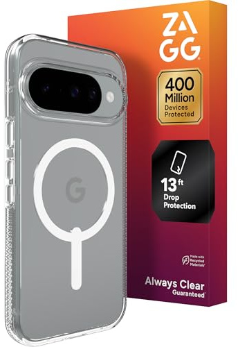 ZAGG Crystal Palace Snap Google Pixel 10/10 Pro Hülle - Magnetische, schlanke Handyhülle, Graphenverstärkt, 4 m Fallschutz, Anti-Vergilbung, Anti-Kratzer, kabelloses Laden kompatibel, klar