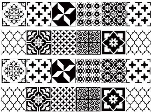 Adesivi da parete impermeabili per cucina, bagno, eleganti pannelli decorativi da parete, set da 24, nero, 20 x 20 cm