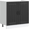 HOMTAKIE Meuble de Base de lavabo Lucca Noir Bois d'1x Meuble Bas (2 Portes) 80 cm