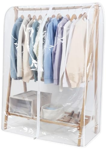 OTraki Transparente Kleiderständer Abdeckung mit Reißverschluss 150x110x50 cm Atmungsaktiv Wasserdichte Feuchtigkeitsschutz PEVA Kleiderhülle Staubschutzhülle für Anzug Mantel T-Shirt Jacke