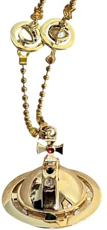 Punk Feuerzeug Halskette Saturn mit Fackel Flamme | Nachfüllbarer Butangasbrenner Anhänger für Damen und Herren Cosmic Pullover Kette Feuerzeug Deko (Gold)