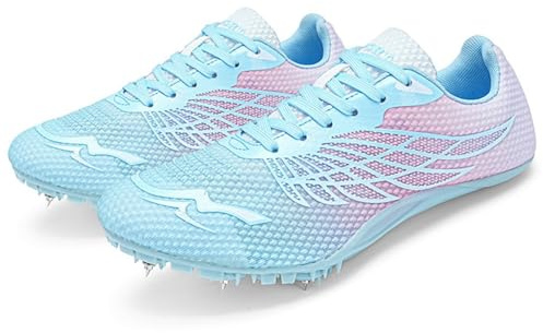 TvzsiY Zapatos de Atletismo para Hombre Zapatillas 8 Clavos Correr Malla Antideslizantes Ligeras para Carreras Saltos Y Velocidad,C,44 EU