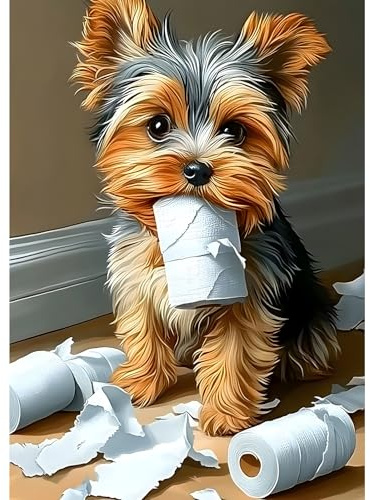 MOTGOM Diamond Painting Petit Chien Mignon, Diamond Painting pour Adulte Débutants Petit Chien Mignon, Décoration Murale de la Maison Peinture au Diamant Avec 30x40cm