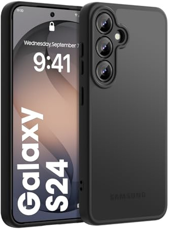 KPPIT für Samsung Galaxy S24 Hülle 6,2 Zoll, [Militärischer Fallschutz], Vollständiger Kameraschutz, Stoßfest Kratzfest Transluzente Matt Handyhülle für Galaxy S24 5G Case, Schwarz