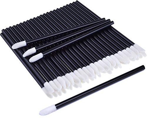 KFZR 100 Stück Einweg-Lippenbürsten Lippenstift Glanz-Stäbchen Applikator Perfekte Make-up-Tool-Kits, Schwarz