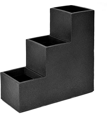 Freizeitmöbel und Leitern Kölle Pflanzkübel-Treppe Kubus anthrazit, 60x27x60 cm, 60 Liter Erdvolumen
