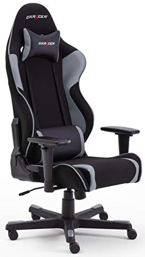 DX RACER R2 Silla de Escritorio, Tela, Piel sintética, Negro y Gris, 65 x 125 x 68 cm