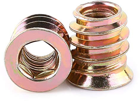 Tuerca embutir madera, 20Pcs Tornillo de Zócalo Hexagonal para Mueble de Madera, Inserto hexagonal Tuerca de acero al carbono cincado para muebles de madera