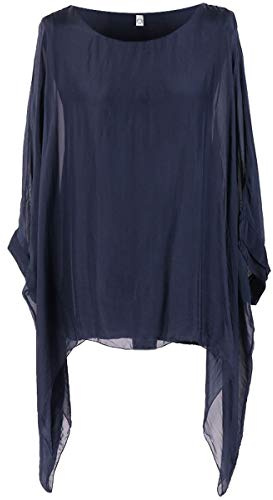 Storm Island Plain Italian Ladies Top Womens Batwing Silk Lagenlook Tunic Dress Top Plus Size