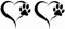Finest Folia 2er Set Aufkleber Pfote und Herz 10x11cm Hund Katze Sticker für Auto Motorrad Wand Laptop Möbel Pfotensticker Hundepfote selbstklebend (K017 Schwarz Glanz)