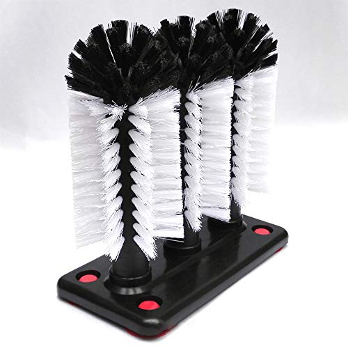 T&F 3 Brush Head Set Glass Cleaner Scrubber Washer Pub Bar Glass Pint Glass Cleaner