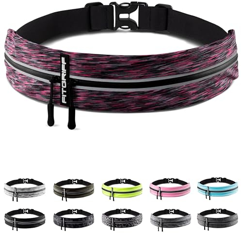 Fitgriff® Laufgürtel für Handy - Lauftasche Jogging, Hüfttasche, Sportgürtel, Running Belt zum Joggen, Laufen, Sport, Fitness - passend für alle Smartphones (Pink 2, 62-90cm Bauchumfang)