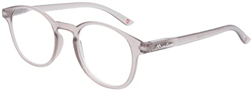 Montana Eyewear Extra flache Kunststoff-Lesebrille MR52 mit Federscharnier inkl. Etui in Beige + 1,00 dpt