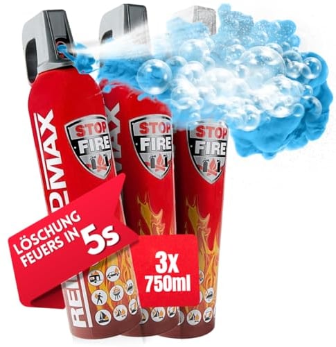 notlok Safety Work – 3X Mini Extintor Casa 750g sin Flúor, Seguro para la Piel | Clases A, F, E hasta 1000V | Extintores para Fire Extinguisher Home, Extintor Coche, Barco, Pequeño y Apartamento