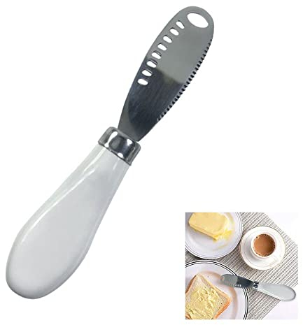 Couteau à Beurre,Couteau à Crème en Acier Inoxydable,3 en 1 Couteau à Beurre Multifonctionnel,Utilisé pour Tartiner la Confiture pour le Petit Déjeuner,Couper les Légumes et les Fruits,1 Pièce