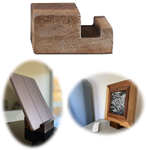 LS-LebenStil Vintage Bilderrahmenständer Unika - Fundholz Recycelt- Rustikal Braun - 60x14x13cm - Retro Aufsteller Buchständer Ständer Halterung für Bilderrahmen iPad Tablett Deko Tischaufsteller