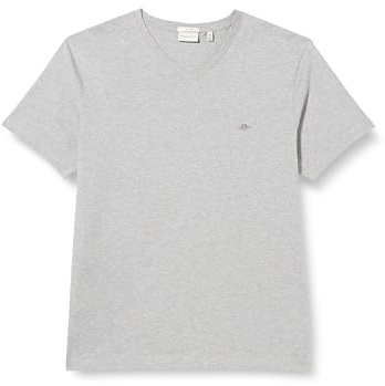 Gant Herren Slim Shield V-Neck T-Shirt T Shirt, Grey Melange, XXL EU