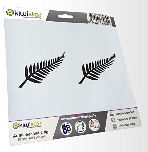 - 2X Kennzeichenaufkleber -Silver Fern - Neuseeland - Kiwis Aufkleber für Auto, Laptop, Fahrrad, LKW, Motorrad Mehrfarbig JDM Decal Racing