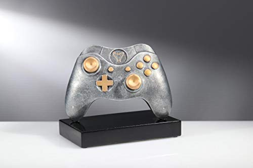 eberin · E-Sports-Pokal, Resin Gaming Controller, Silber und Bronze, mit Wunschtext und auswählbarem Motiv-Emblem 2,5 cm, Größe 14 cm