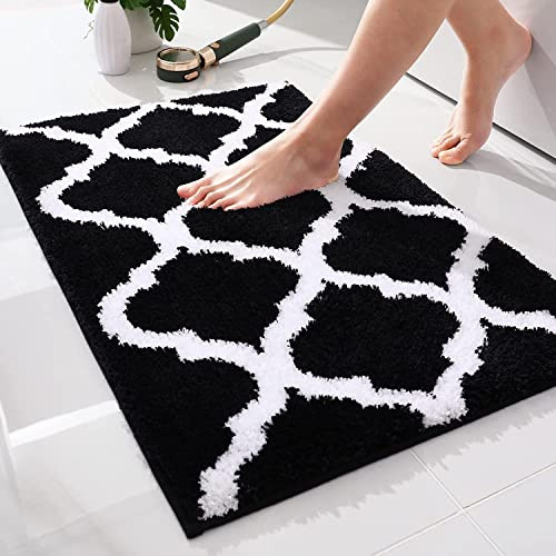 Homaxy Mikrofaser Badematte rutschfest Badezimmerteppich - 50x76 cm,Schwarz | flauschig weich, bequem&luxuriös, extrme saugfähig, rutschfeste rückseite, maschinenwaschbar&trocken, vielseitig einsetzbar