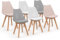 IDMarket - Lot de 6 chaises scandinaves SARA Mix Color Pastel Rose x2, Gris Clair x2 et Blanc x2