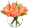Oairse 14 piccoli fiori artificiali in vaso, tulipani finti realistici al tatto, in vaso di vetro cubo, con mini bouquet di tulipani di pesca, decorazione per casa, matrimonio, centrotavola,