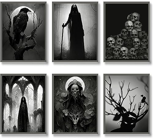 Gothic Room Decor Witchy Wall Decor Halloween Decor Gothic Wall Art Prints Spooky Home Decor Goth Room Decor Creepy Art Prints Scary Witch Decoration 11x14 Zoll (27.9x35.6cm) Ungerahmt