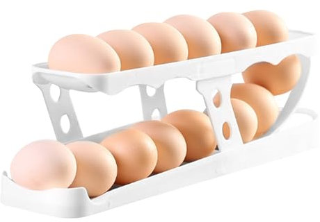 Kaxenig Portauova per Frigorifero, Dispenser Automatico per Uova, 2 Ripiani, portauova, Organizer per Frigorifero, Cucina