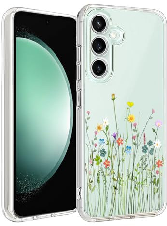 Unov Hülle Kompatibel mit Galaxy S23 FE Hülle klar Transparent Schlanke Schutzhülle Weich TPU Stoßstange Geprägtes das Muster Stoßdämpfung (Blumen Blumenstrauß)
