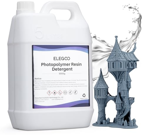 ELEGOO Limpiador de Resina 3D 5KG, Detergente para Resina Fotopolímera Limpiador de Resina para Impresoras 3D, de Bajo Olor y no Tóxico, no Inflamable, Compatible con Impresión 3D y Resina