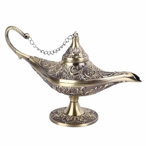 Aladdin Magic Genie Lampen, Vintage Magical Legend Aladdins Genie Lampe Wunschlampe Arabische Kostüm Requisiten Tischdekoration für Zuhause, Hochzeit, Party(Bronze)
