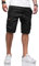 TARAINYA Cargo Kurze Hosen Herren Baumwolle Bermuda Sommer Chino Shorts Hose Herren Tunnelzug Elastische Taille mit 6 Taschen Schwarz M
