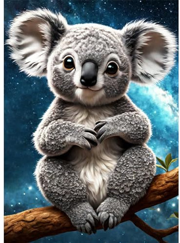 AIRDEA 5D Niedlicher Baby-Koala Diamond Painting Erwachsene, DIY Diamond Painting Bilder Erwachsene, Diamantmalerei Bastel Set Nach Zahlen Heimdekor Geschenk 30x40cm
