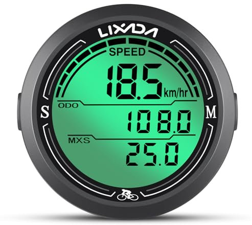 Lixada Kabelgebundener Fahrrad-Tachometer, wasserdicht, rund, Fahrradcomputer, Hintergrundbeleuchtung, Kilometerzähler