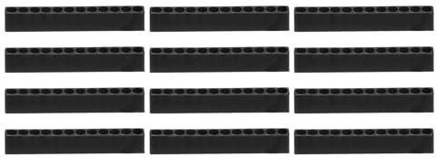 sourcing map 12pcs Plastic Hex Shank Screwdriver Bit Holder Organizer 12 Holes 1/4 Inch Plastic Drill Bits Storage Case for Any 1/4 Hex Shank Metal Driver Bits Use, Black