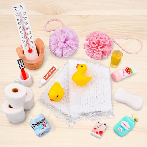 Accessori In Miniatura per Casa Delle Bambole, Natale Porta Elfo Natalizio, Accessori dDa Bagno In Miniatura per Porta Gnomo, Set di Decorazioni Natalizie In Miniatura, Set di Utensili da Bagno