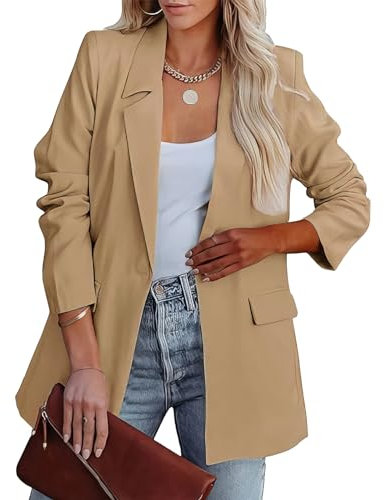 MGizo DtiSpectrum Blazer pour Femme - Veste de Costume Ample à Simple Boutonnage Ouverte sur Le Devant pour Femme de Bureau, Vestes d'affaires à Manches Longues et Col à Revers