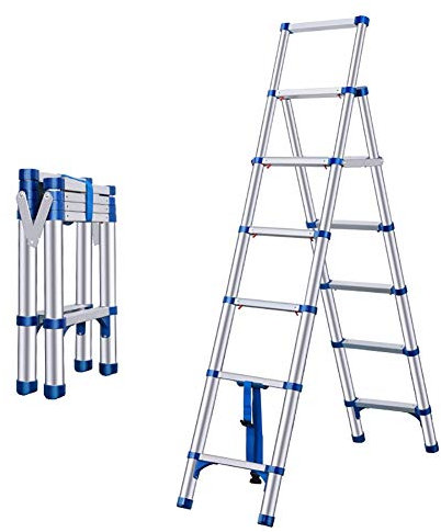 ZFLHIOR Teleskopleiter, Mehrzweck-Teleskopleiter, platzsparende Aufbewahrung, ausziehbare Verlängerungsleiter, Aluminium, für Dach, Büro, Zuhause, Haushalt, Alltag, Dachboden, leicht, tragbar, warm