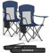 SONGMICS Campingstuhl 2er Set, Klappstuhl Outdoor, Angelstuhl, hohe Rückenlehne, verstellbare Armlehnen, Getränkehalter, klappbar, bis 150 kg belastbar, Camping Garten, hafenblau GCB028Q01