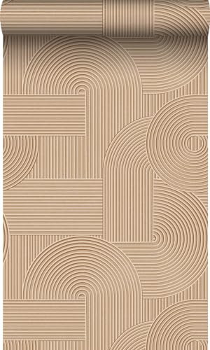 Origin papier peint graphique 3D terracotta claire 53 cm x 10.05 m Wallcoverings