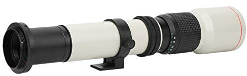 Teleobjektiv 500 M, Manueller Fokus, MF-Zoomobjektiv, Blende F8–F32, für Spiegelreflexkameras mit EFS-Mount, mit Teleobjektiv, 1 X Objektiv mit 2-facher Vergrößerung (White)