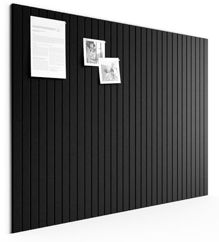 Bumusty Große Filz Pinnwand 120 x 90 cm, 12er-Pack, Schwarz | Pinnwand Modern Korktafel-Alternative mit 60 Klebepads, Visionboard, Fotowand & Memoboard für Büro, Kinderzimmer & Schule