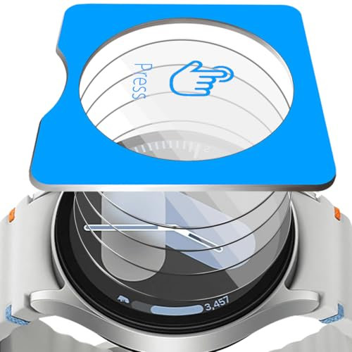 Protection Écran pour Samsung Galaxy Watch 7 44mm Verre Trempé, 4 Pièces Dureté 9H Anti-Rayures Film Protecteur d'écran avec Cadre de Montage, Sans bulles Protection Montre Protecteur