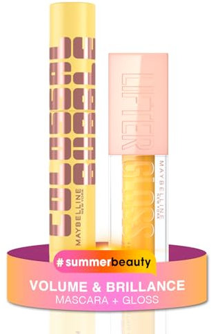 Duo Regard Amplifié & Lèvres Repulpées – Maybelline New York – Mascara Colossal Bubble Noir + Lifter Gloss Teinte Honey