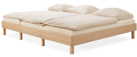 Ehrenkind® Familienbett Plano, 270 × 200 cm FSC® Zertifiziert | Massiv-Buche Natur | 2‑in‑1 Höhe (Bodenbett oder Standard), Modular und Höhenverstellbar