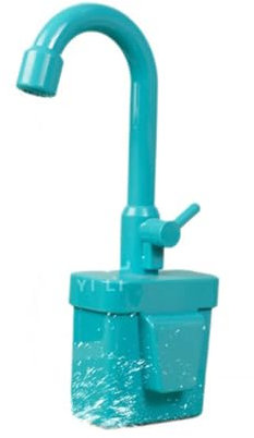 drburpily Robinet en Plastique pour Enfants, Ensemble de Jeu d'évier avec Fonction d'eau Courante, Accessoires de Robinet économiseur d'eau ABS, Robinet de Dessin animé , Bleu