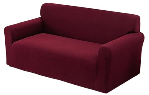 USOHJZ Wasserdichter Sofabezug for Wohnzimmer, L-förmiges Ecksofa, Jacquard, elastischer Sofabezug, 1/2/3/4-Sitzer-Sofaschutz für Kinder(Wine,1seater)